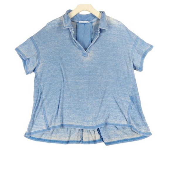 Jane + Delancey Blue Tunic Top Short Sleeve V-Neck Casual Comfy Womens Size‎ L - Picture 1 of 7